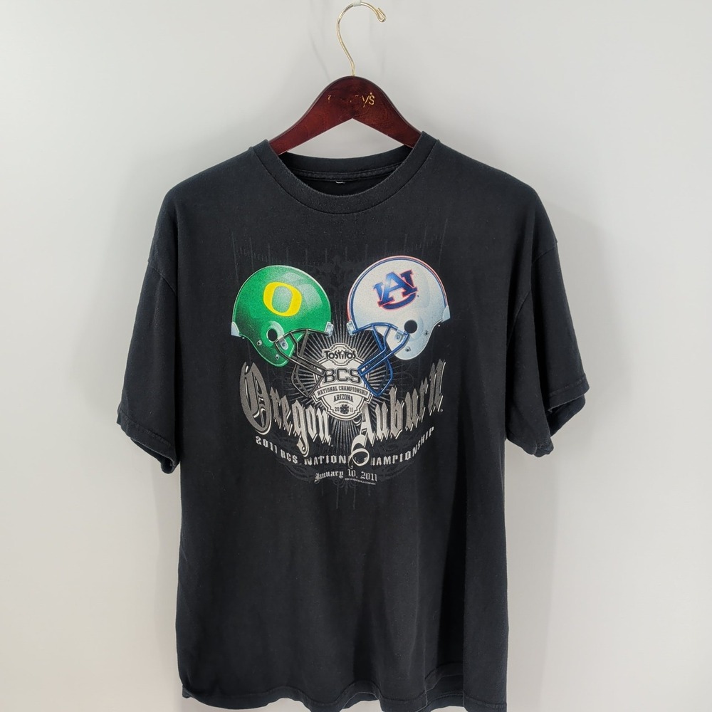 Vtg Y2K Oregon Ducks-Auburn Tigers BCS‎ National Championship Mens Black T-Shirt